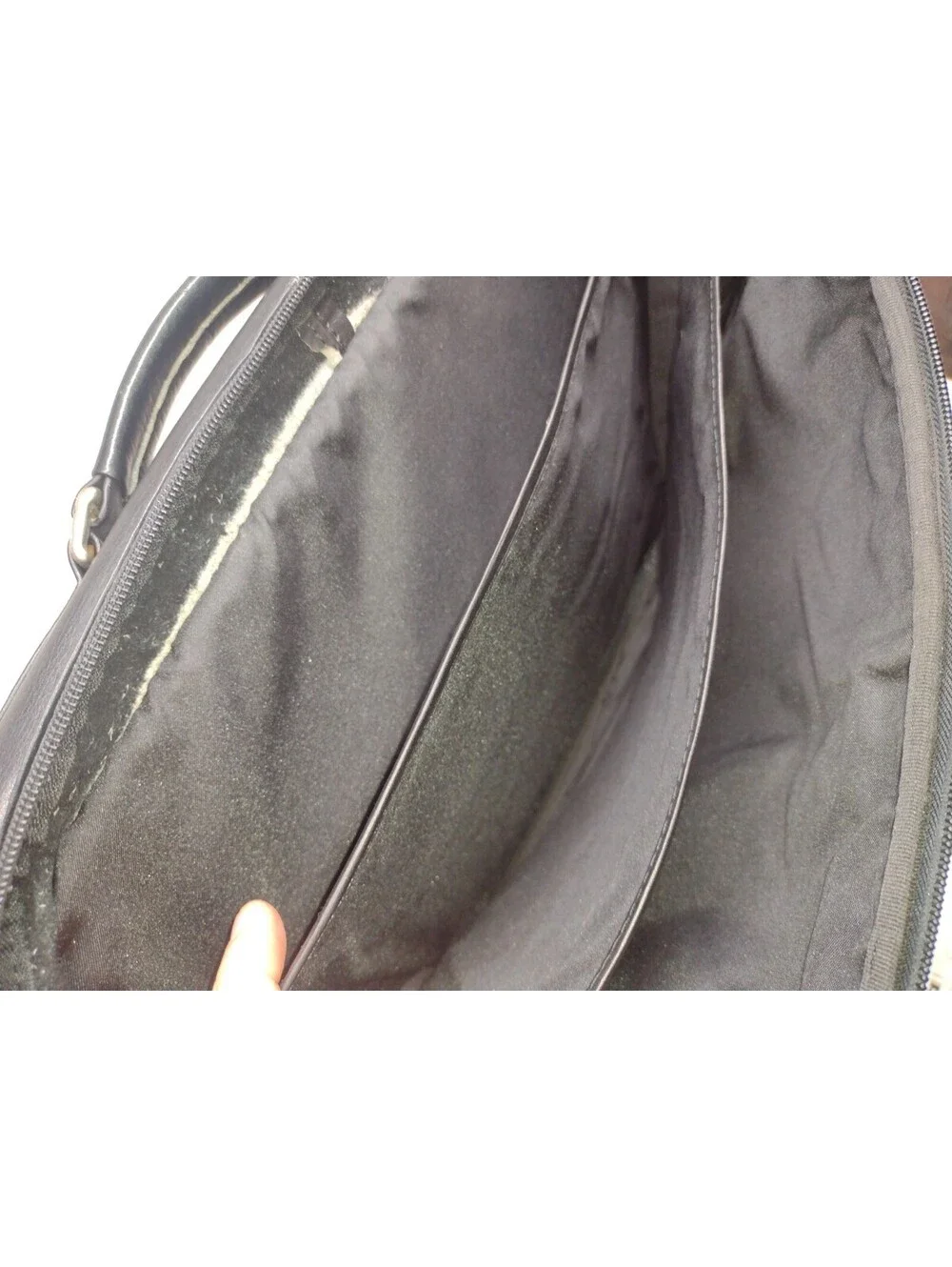 90s Black Genuine Leather Expandable Briefcase Amiet Swiss Lock Executive Bag